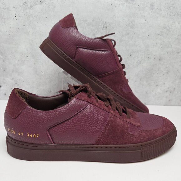 Common Projects BBall Low Premium Bordeaux Sneakers Mens 41 US 8 Leather & Suede - Picture 1 of 10